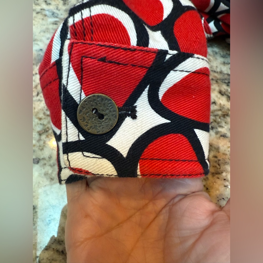 Ruby Rd Petite Vibrant Red and Black Patterned Jacket. Size Medium. EUC - Picture 8 of 13